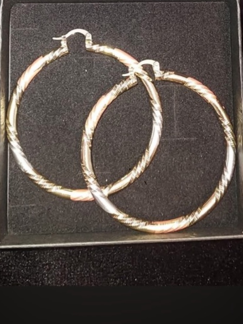 Enewton Tri-Color Twisted Hoop Earrings — Rose, Gold & Silver